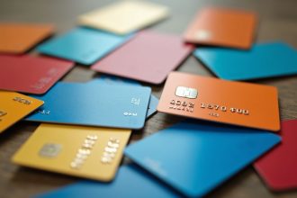 Carte bancaire prépayée sur un fond neutre avec des éléments financiers