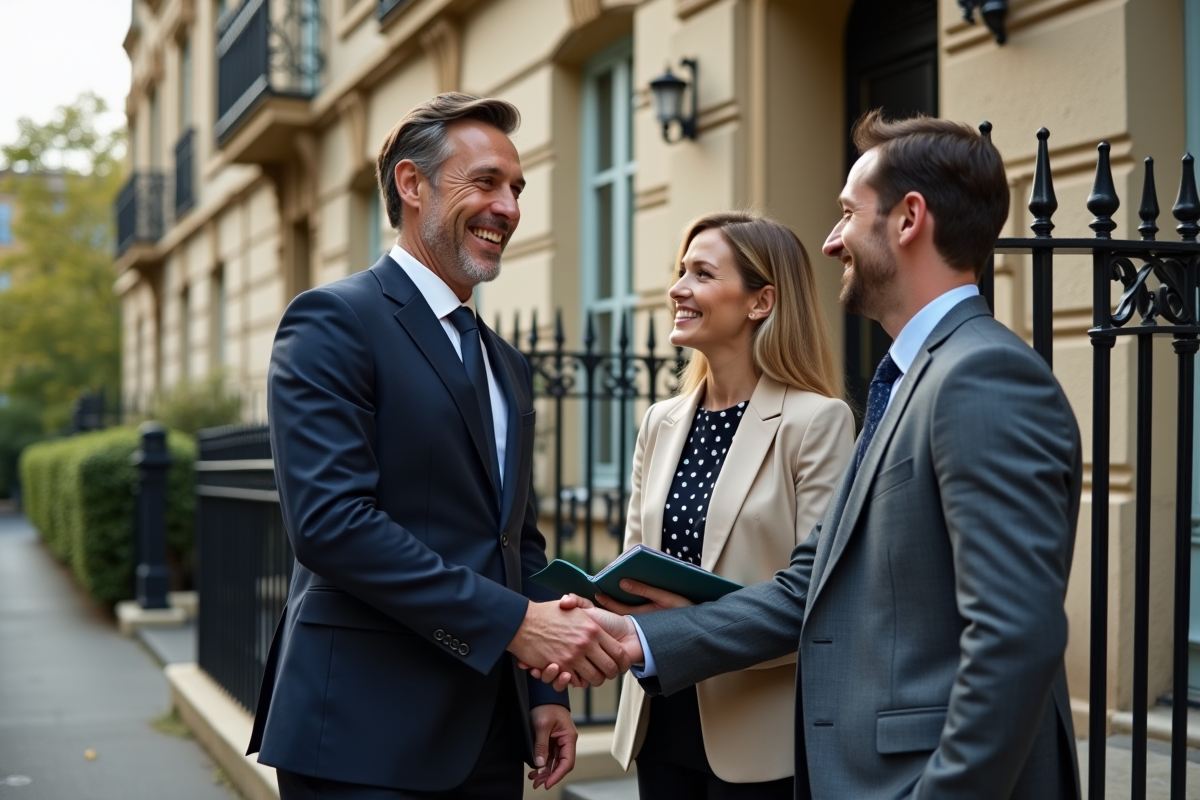 Agent immobilier serrant la main d
