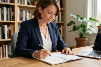 Femme consultant des relevés bancaires à son bureau pour comparer le Livret A classique et le Livret A Sup du CIC en 2026