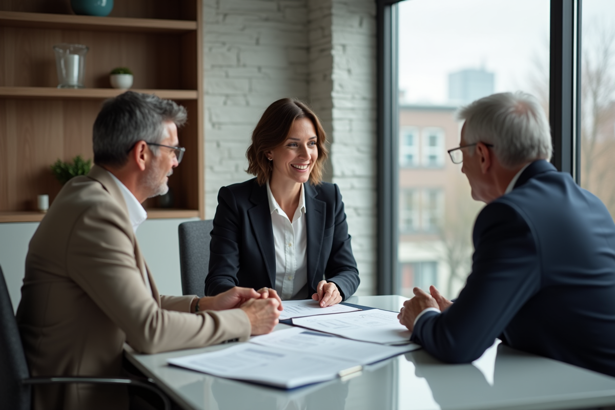 Conseillère financière expliquant un plan de succession