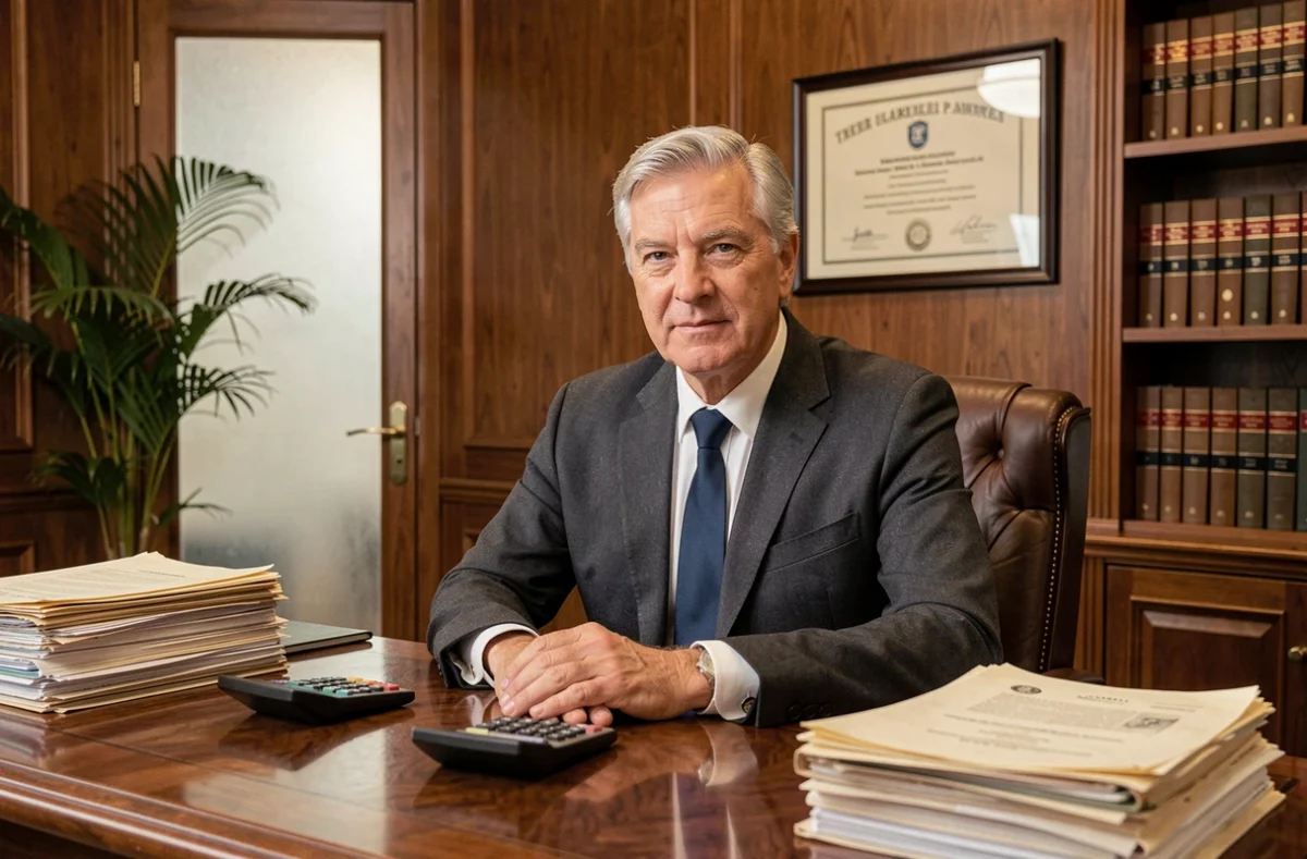 Expert de Crédit Expert Montpellier analysant des dossiers de prêt immobilier dans un bureau de conseil traditionnel