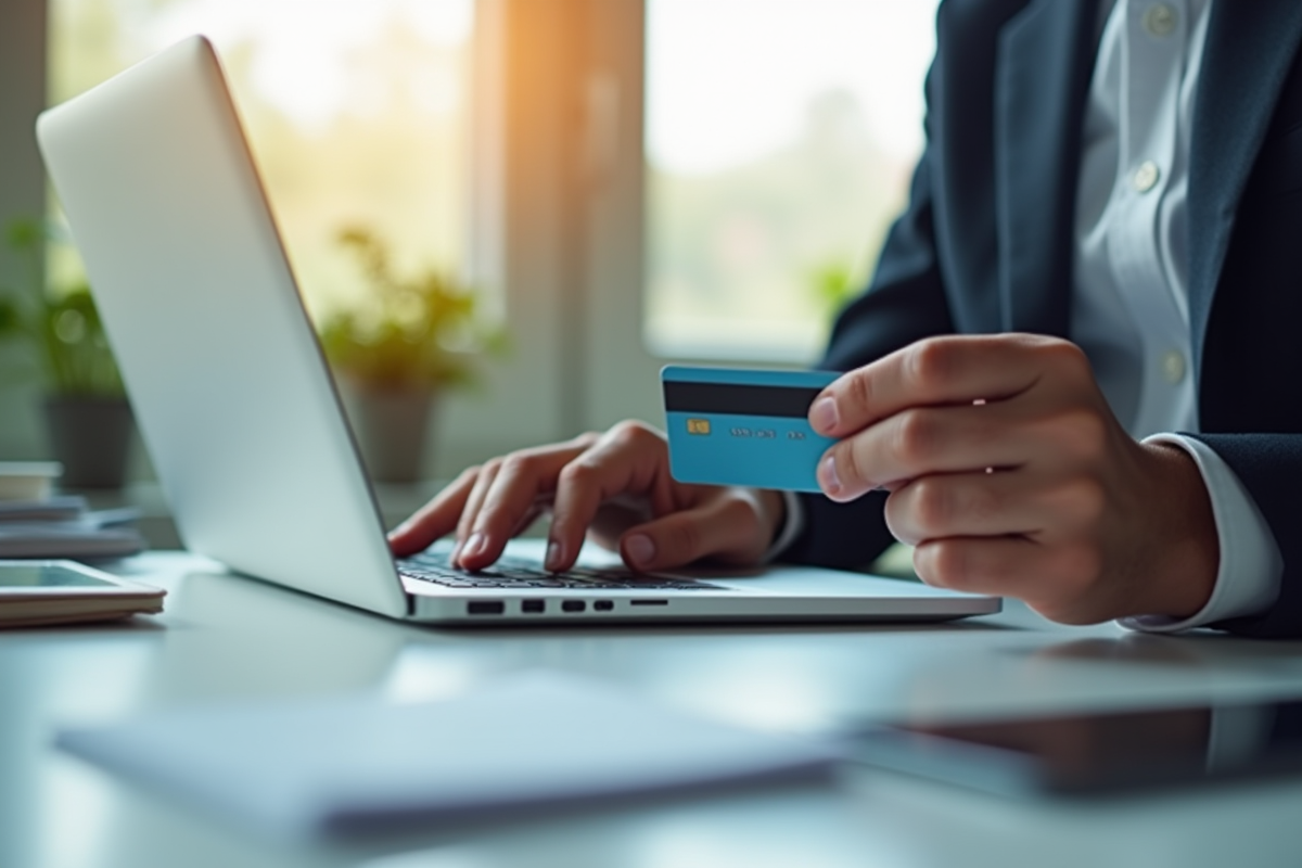 Espace de travail moderne avec paiement en ligne sécurisé