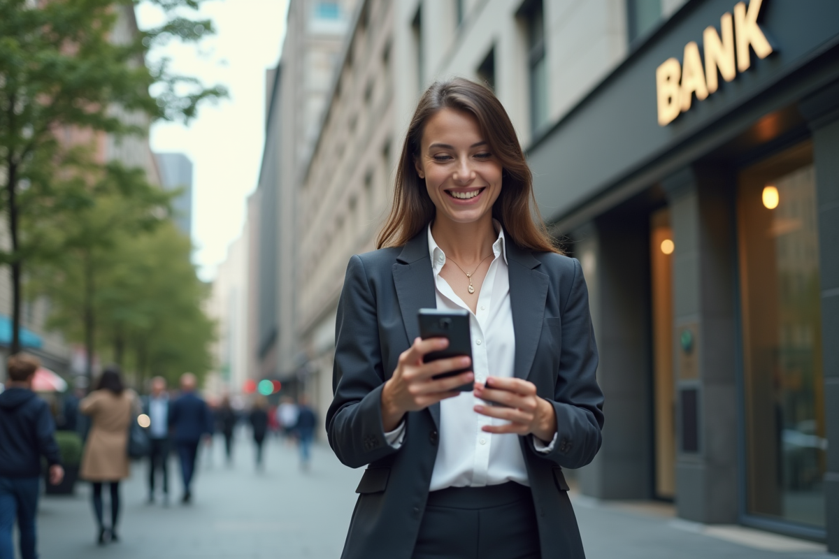 Jeune femme utilisant une application d