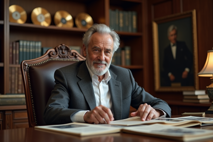 Homme âgé français dans un bureau élégant et décoré