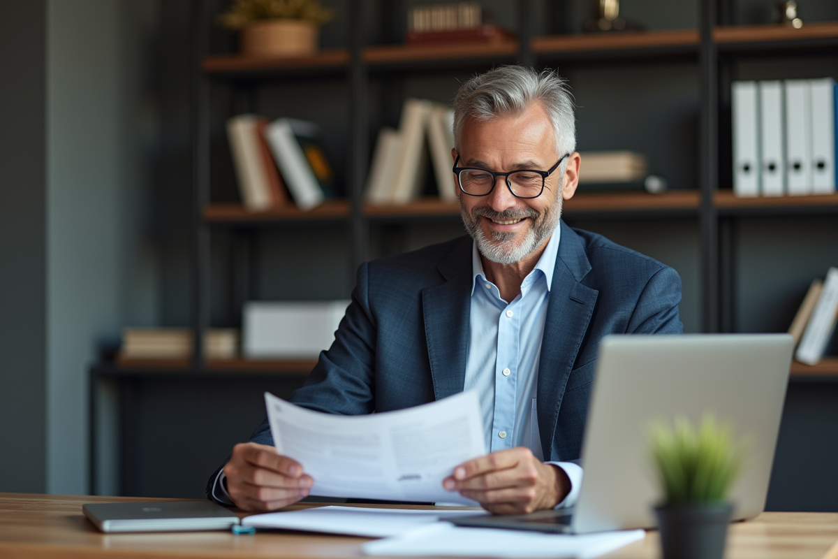 Homme d affaires en costume dans un bureau moderne