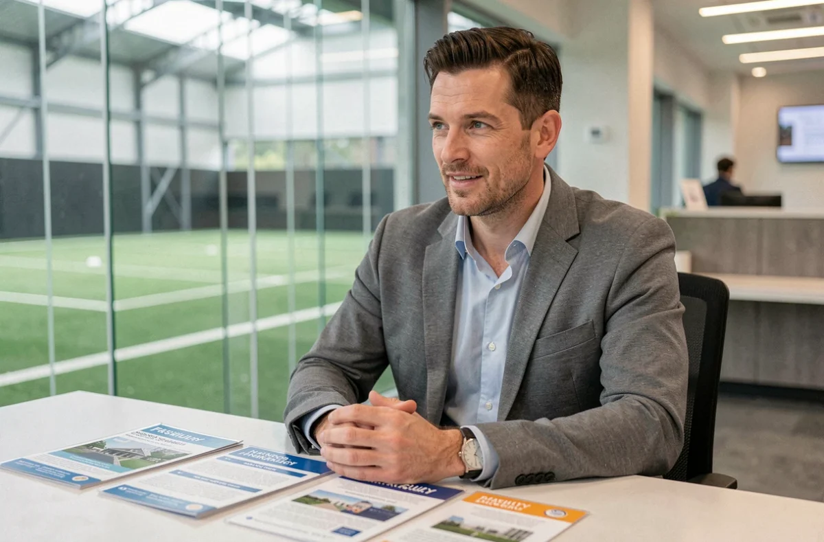 Consultant Indoor Assurances présentant des contrats d'assurance pour installations sportives couvertes