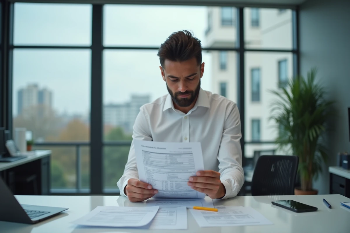 Jeune homme français vérifiant le formulaire d