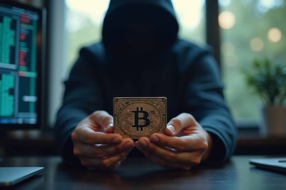 Personne tenant un portefeuille hardware crypto en mains