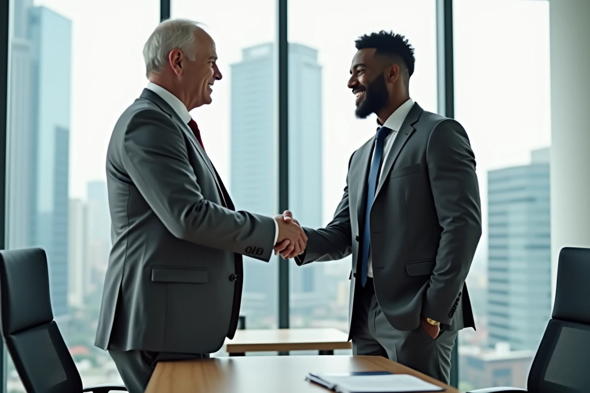 Adviseur financier et athlète échangeant une poignée de main